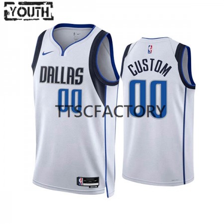 Kinder NBA Dallas Mavericks Trikot Benutzerdefinierte Nike 2022-23 Association Edition Weiß Swingman